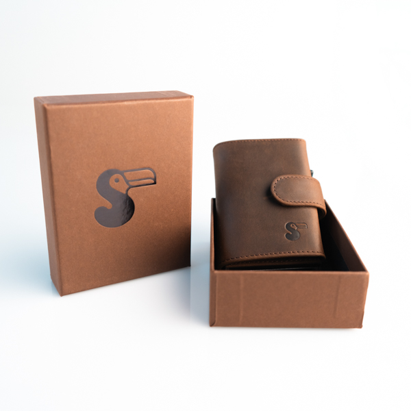 Kartenhalter mit Münzfach braun