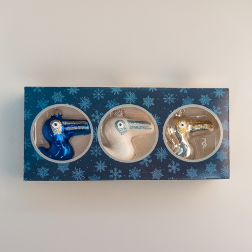 Weihnachtskugeln, 3er-Set (blau)